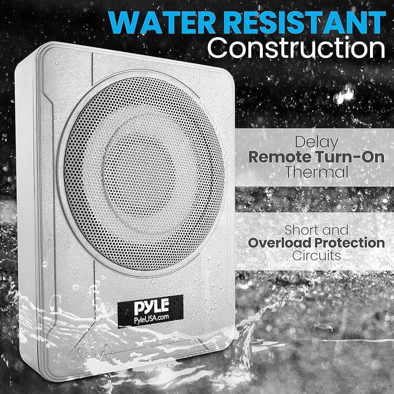 UK PYLE Car 8" Low Profile Amplified Subwoofer 600W Compact Under Seat Sub
