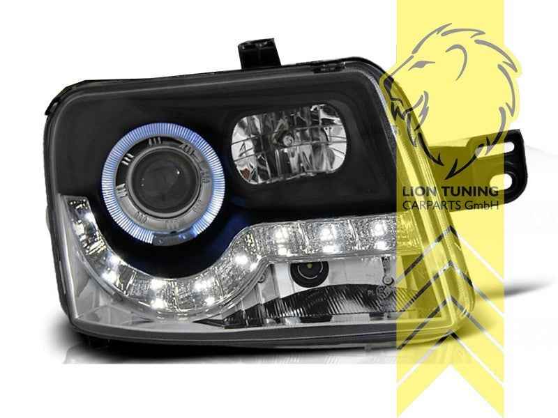 LTG Pair LED DRL Lightbar Headlights Fiat Panda type 169 03-09 black LHD