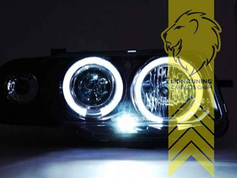 LTG Pair LED DRL Halo Ring Headlights Opel Astra F Facelift 94-00 black LHD