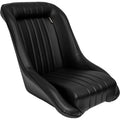 UK STOCK - Auto-Style x1 Individual Classic Car Retro Kit Sports Fixed Back Bucket Seat Black PVC / Synthetic Leather inc slide runners