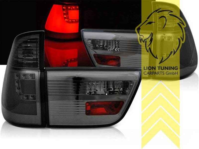 LT LED DRL Lightbar Pair Rear Lights Tail Lamps BMW E53 X5 00-03 black smoke LHD