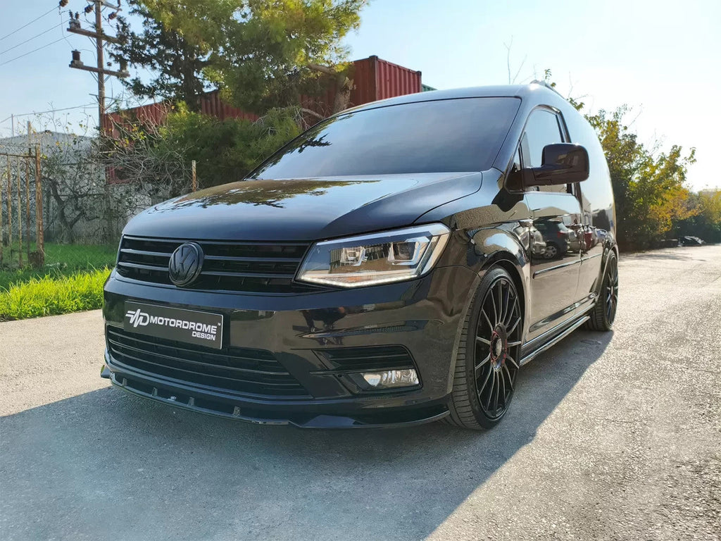 Motordrome Front Bumper Splitter Spoiler V2 VW Caddy Mk4 15-21 Glossy Black