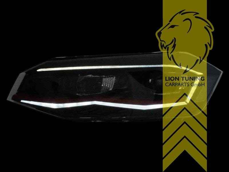 LT Pair LED Headlights Lightbar DRL VW Polo 2G AW AW1 BZ1 GTi 17+ Black Red LHD