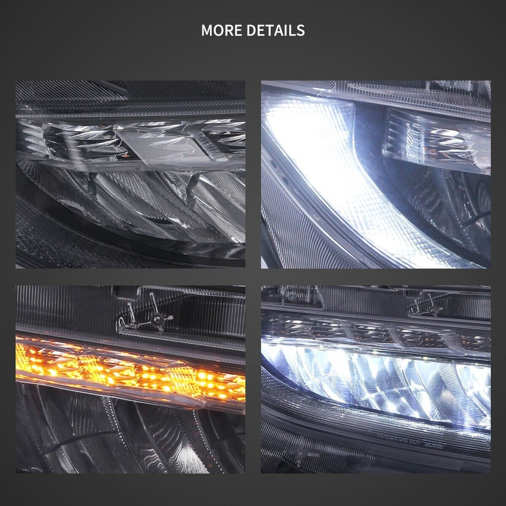 VLAND 16-21 Honda Civic 10 MK10 FC FK Chrome Lightbar LED DRL Headlights