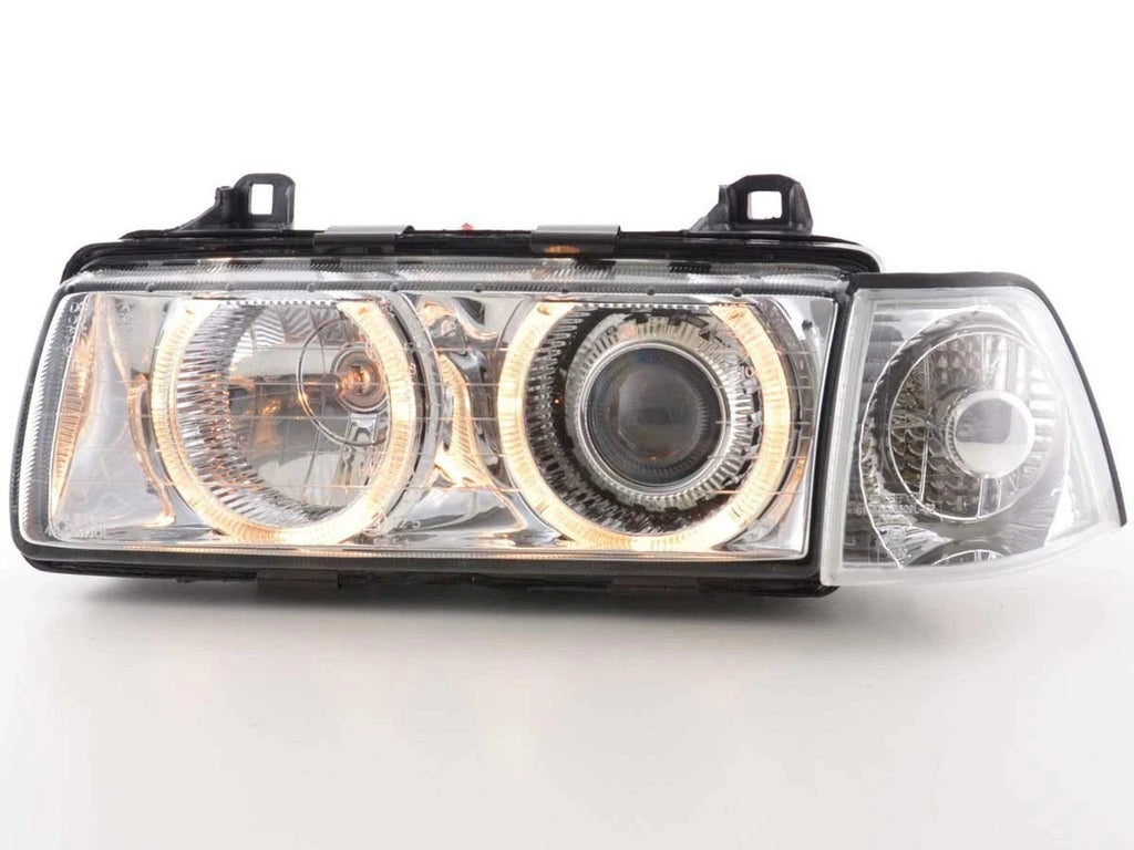UK FKA DEPO Pair LED Halogen Headlights BMW 3 Limo E36 92-98 Chrome RHD / LHD