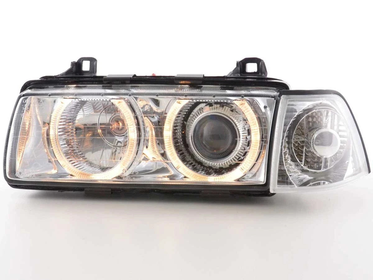 UK FKA DEPO Pair LED Halogen Headlights BMW 3 Limo E36 92-98 Chrome RHD / LHD