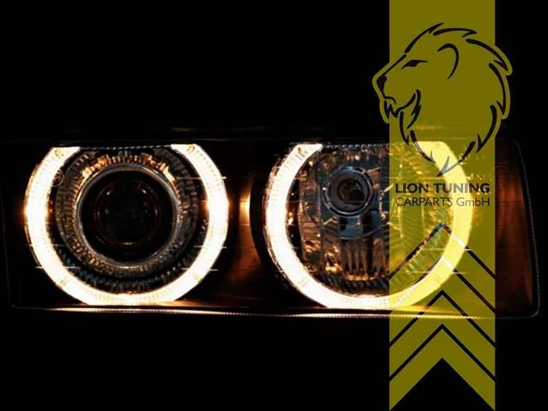 LTG DEPO Angel Eyes Headlights BMW E36 Sedan Touring Compact Black LHD / RHD