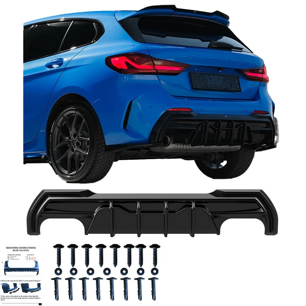 OW Rear Bumper Splitter Diffusor BMW 1 Series F40 M-Pack M135i 19-24 Gloss Black