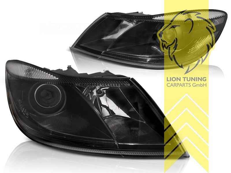 LTG Pair LED DRL Headlights Skoda Octavia 2 1Z sedan Combi FL 09-13 black LHD