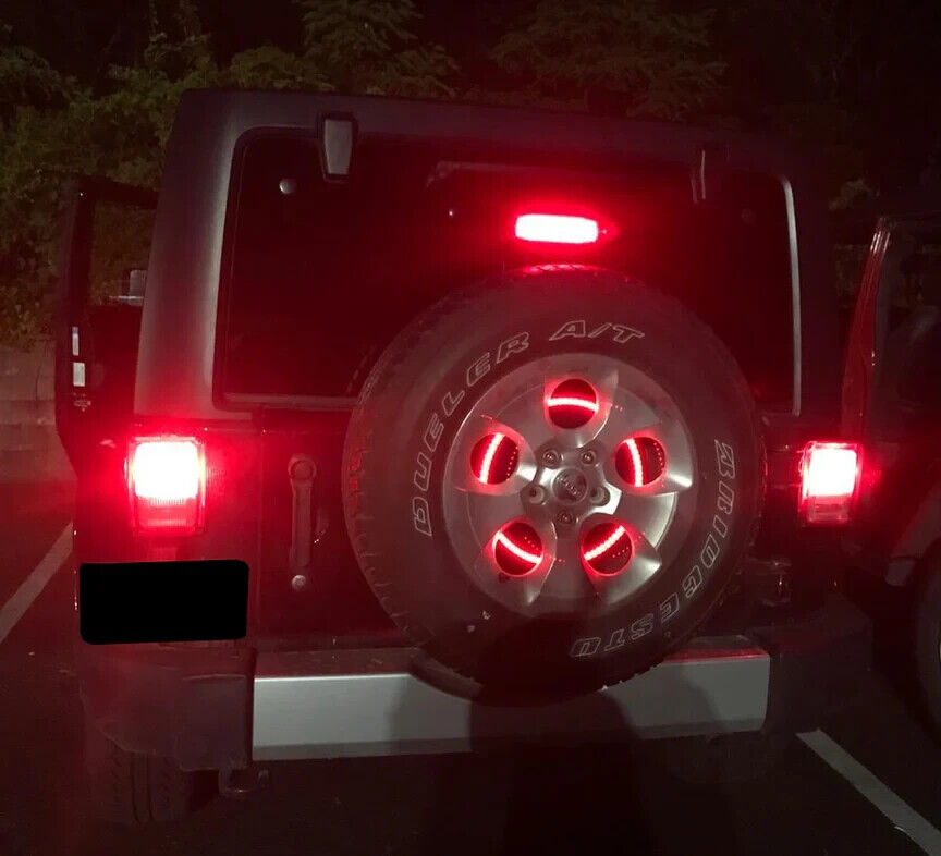 LED Rear Red F1 Strobe Flash Spare Wheel Tire Tyre Disc Brake Jeep Wrangler 86+