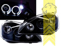 LTG Pair LED DRL Halo Ring Headlights Opel Corsa C Combo C 00-12 FL black LHD