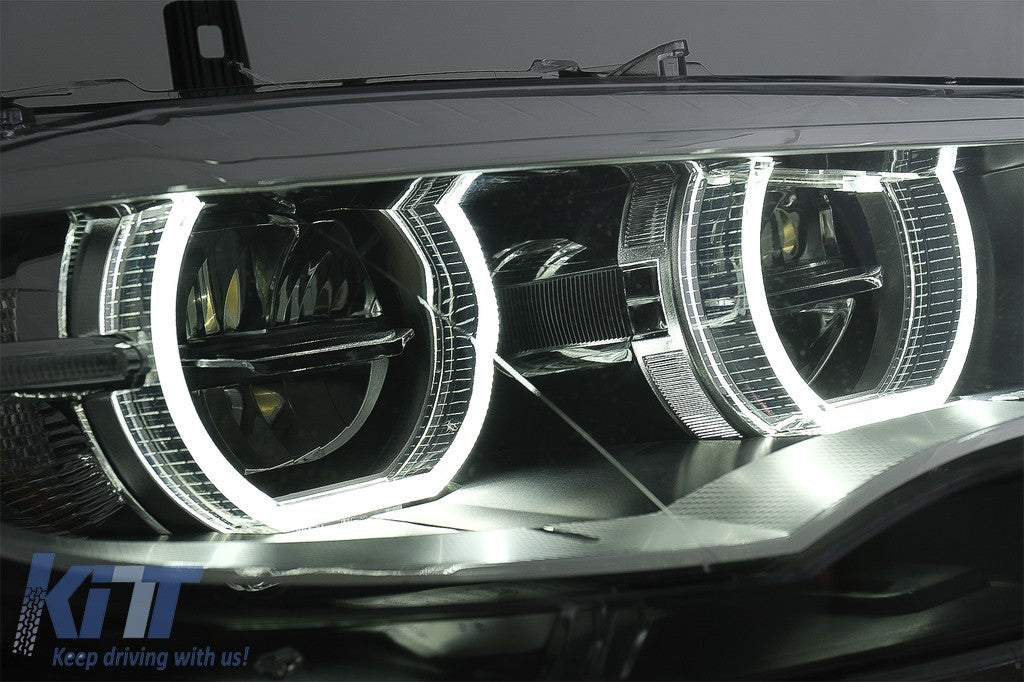 KT Pair LED DRL Headlights  Xenon Angel Eyes 3D Dual Halo BMW X6 E71 08-12 LHD