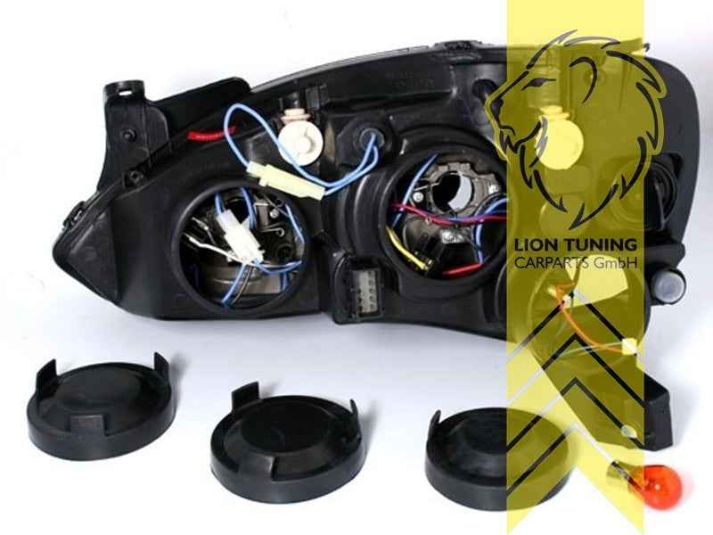 LTG DEPO Pair LED DRL Halo Ring Headlights Opel Corsa C Combo C 00-12 black LHD
