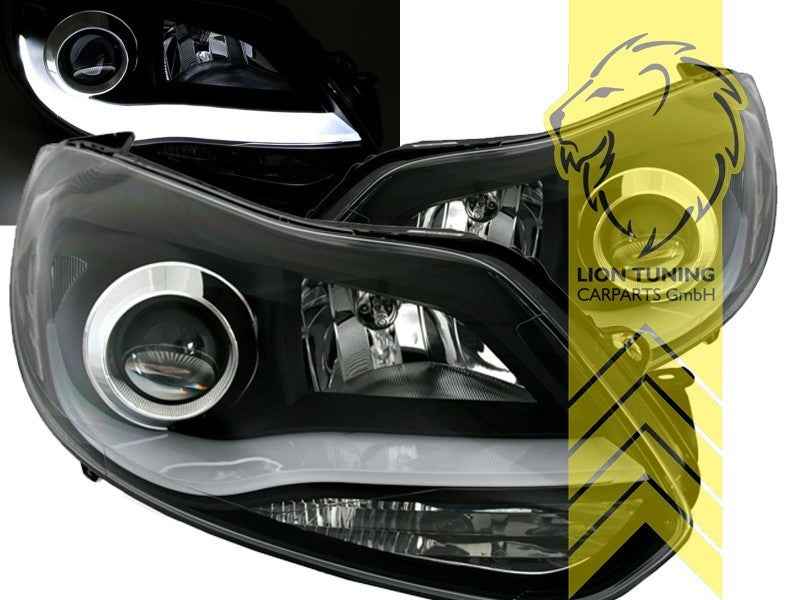 LTG Pair LED DRL Lightbar Headlights Ford Focus HB Tournament 3 11-14 black LHD