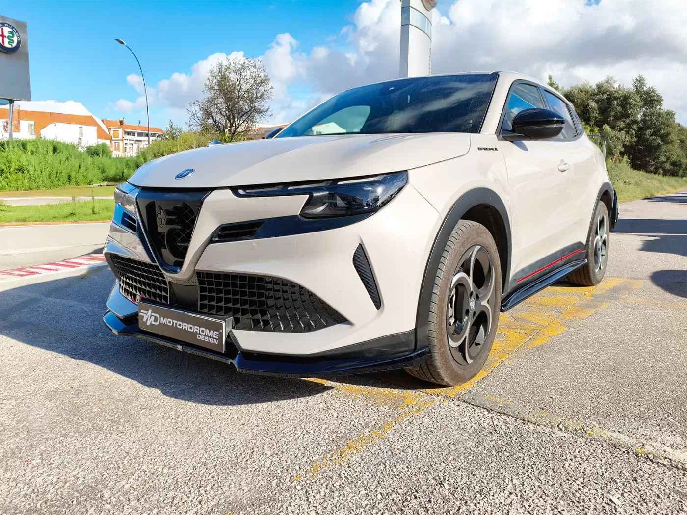 Motordrome Front Bumper Splitter Spoiler Alfa Romeo Junior 24+ Glossy Black