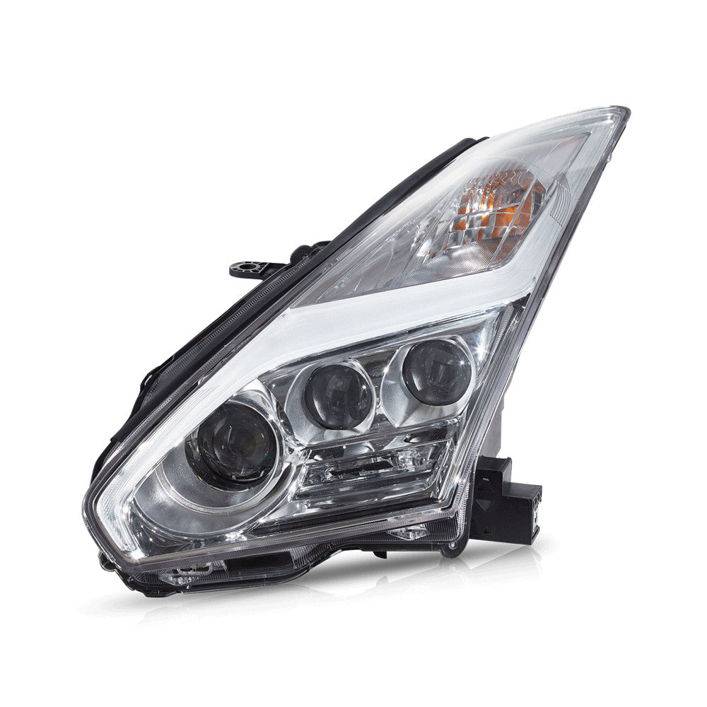VLAND Pair 08-23 GT-R R35 LED DRL Halo Projector Headlights Lamps Chrome LHD