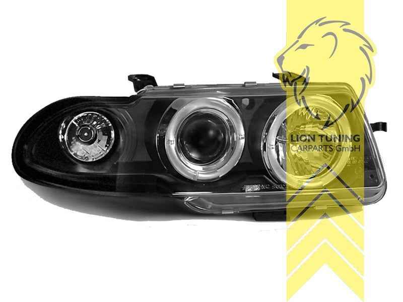LTG Pair LED DRL Halo Ring Headlights Opel Astra F Facelift 94-00 black LHD