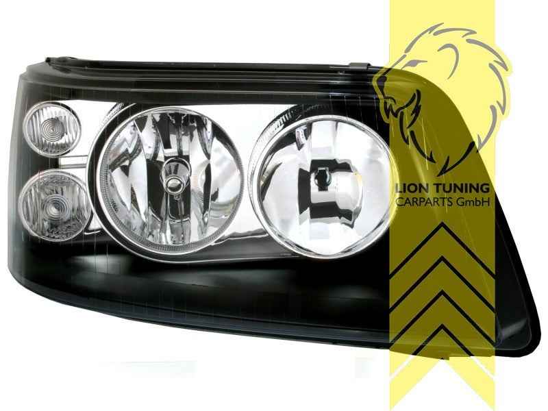 LTG Pair Halogen DE Double Headlights VW T5 Transporter Bus Van Black LHD