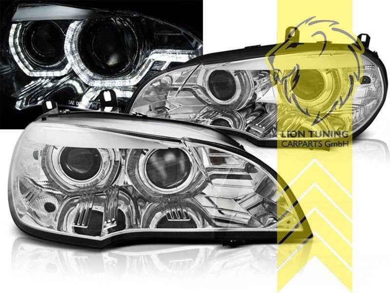 LT  Pair LED DRL Lightbar XENON AFS Headlights BMW X5 E70 07-13 chrome LHD