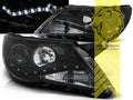 LT Pair LED Lightbar DRL Lightbar Headlights VW Tiguan Black 07-11 H7 / H1 LHD