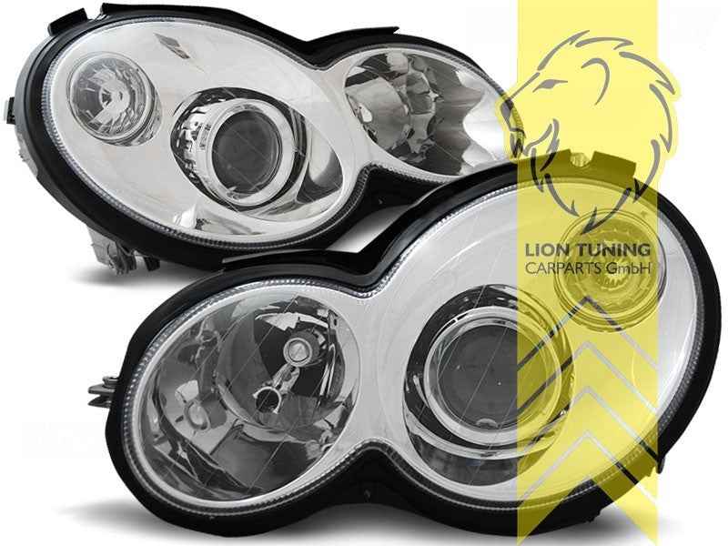LTG Pair LED DRL Headlights Mercedes CL203 Sport Coupe 01-04 Chrome LHD