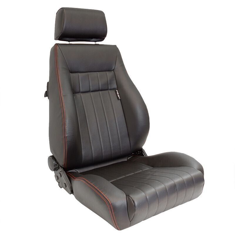 x1 Autostyle Black Classic Car Retro Kit Sports Car Bucket Seat Red Stitch
