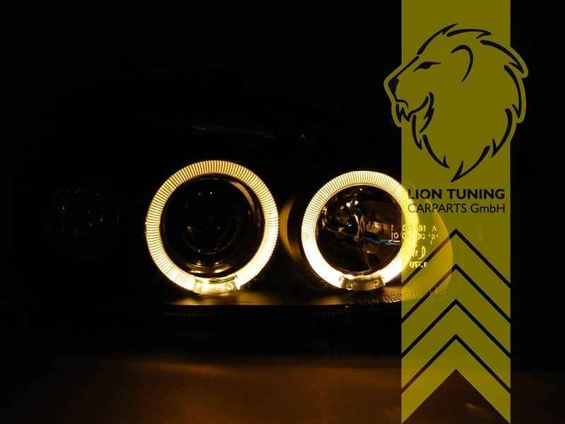 LTG Pair LED DRL Halo Ring Headlights Opel Corsa B Combo B 71 93-01 Black LHD
