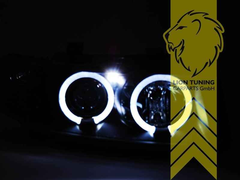LTG Pair LED DRL Halo Ring Headlights Seat Leon 1M Toledo 2 98-06 black LHD