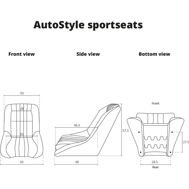 ATST x1 Universal Classic Retro Bucket Seat Black Faux Leather + slides