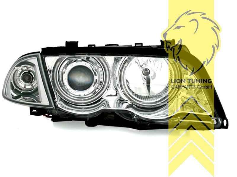 LTG Pair Aftermarket LED DRL Headlights BMW E46 Sedan Touring Chrome 98-01 LHD