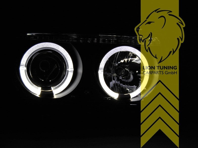 LTG LED Halo Ring Angel Eyes Headlights VW Vento 1H2 91-98 black H1 / H1 LHD