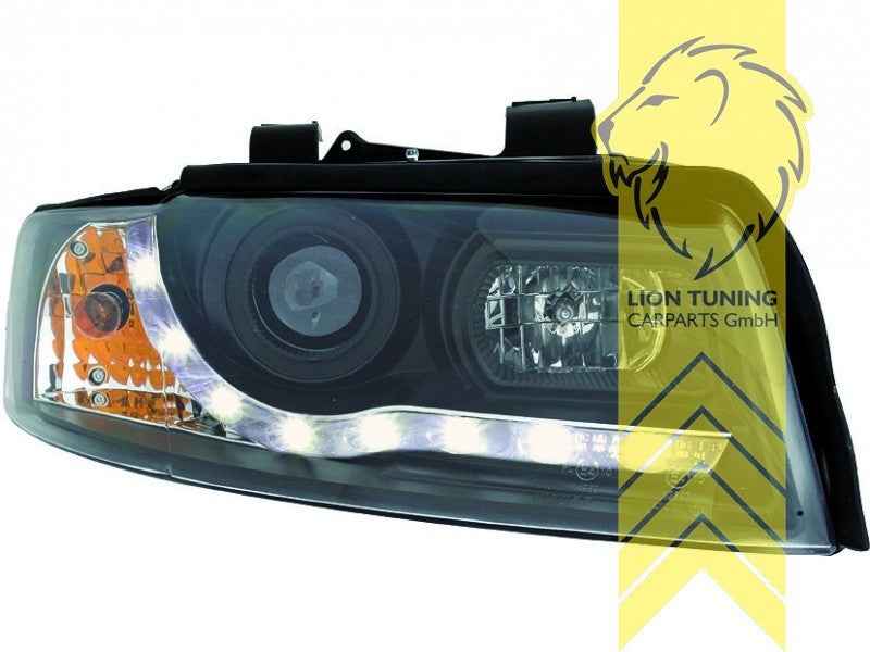 LTG LED DRL Lightbar Headlights Audi A4 B6 8E 00-04 Sedan Avant Black LHD