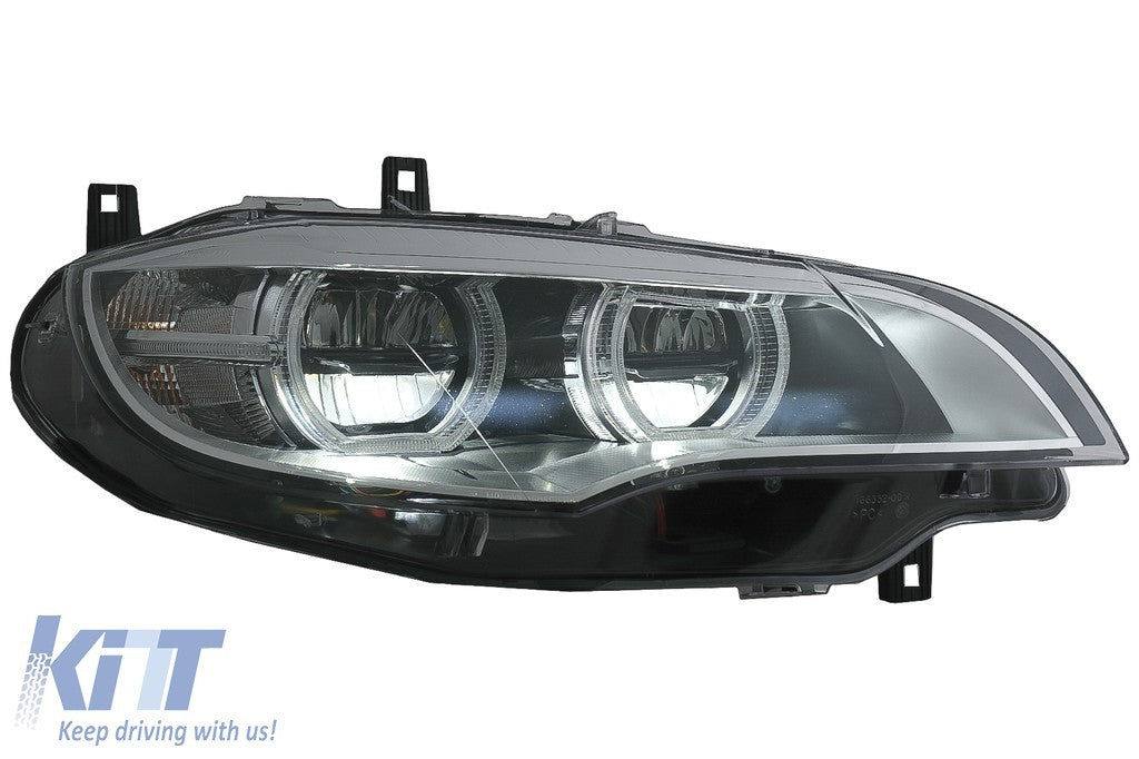 KT Pair LED DRL Headlights  Xenon Angel Eyes 3D Dual Halo BMW X6 E71 08-12 LHD