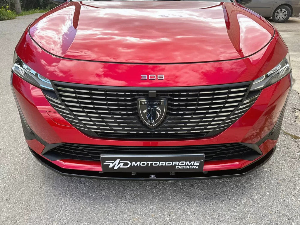 Motordrome Front Bumper Lower Splitter Peugeot  308 Mk3 2021+ Gloss Black
