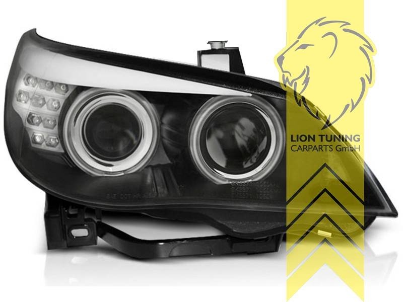 LT Pair LED DRL Headlights BMW E60 Sedan E61 Touring black XENON for AFS LHD