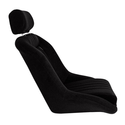 AS x1 Univ Classic Car Retro Kit Sports Fixed Back Bucket Seat Black inc slides