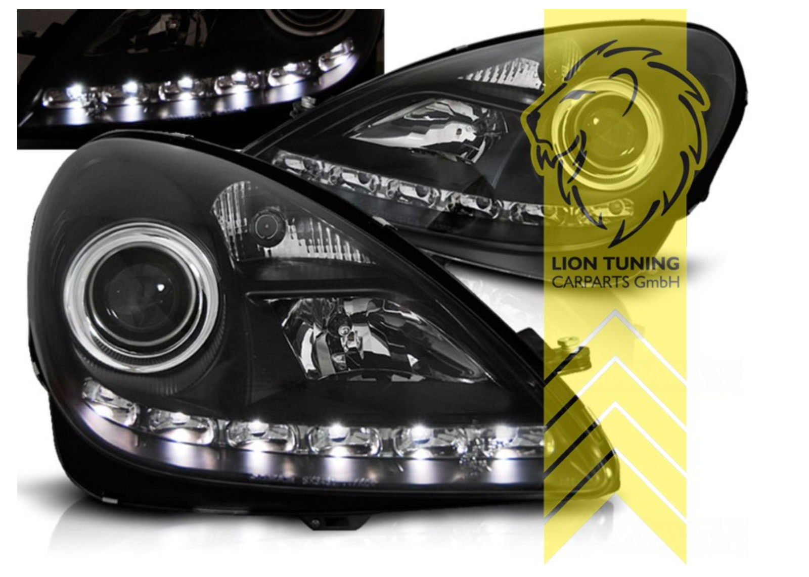 LT Pair LED DRL Halo Ring Eye XENON Headlights Mercedes Benz SLK R171 black LHD