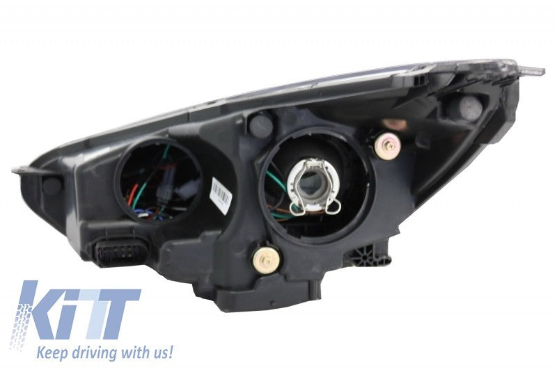 KT Pair LED DRL Bi Xenon Dynamic Demon Headlights Ford Focus 3 Mk3 15-17 LHD