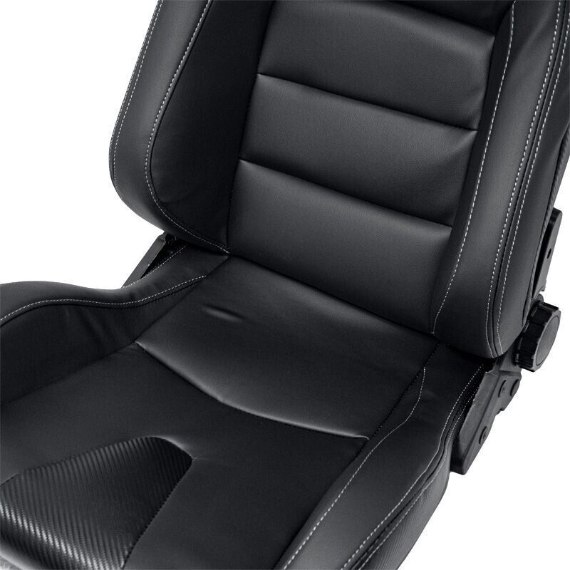 Auto-Style RK x2 (A Pair of) Universal Sports Bucket Seats Black Silver Stitch + slide runners UK STOCK (No Import Tax)