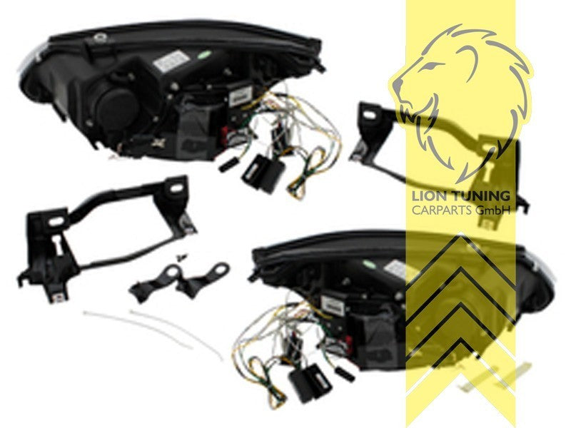 LT Pair LED DRL CCFL Halo Ring Headlights BMW E60 Sedan E61 Touring black LHD