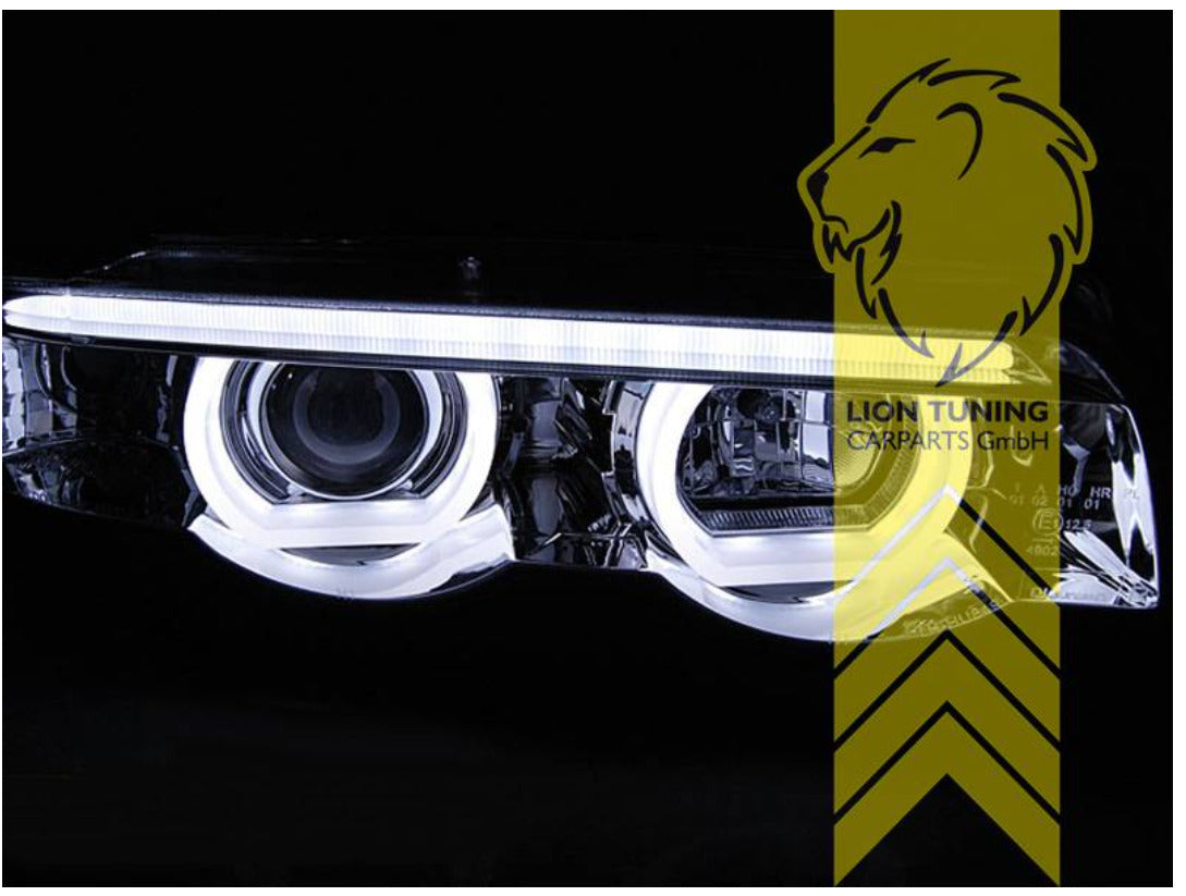 LT Pair LED DRL Halo Lightbar Headlights BMW E38 black 94-08 H1 / H1 Servo LHD