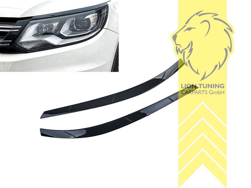 LT Headlight eyebrow covers shades trims VW Tiguan 5N 5AN 11-16 glossy black ABS