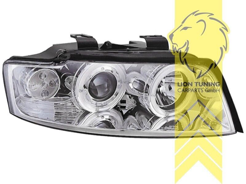LT LED DRL CCFL Halo Ring Headlights Audi A4 B6 8E Sedan Avant 00-04 chrome LHD