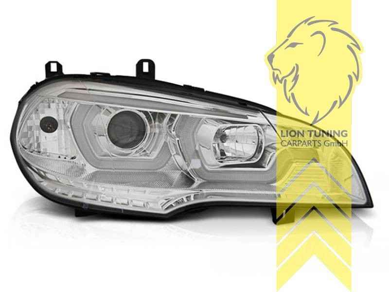 LT Pair LED DRL Lightbar 4D Halo Ring Headlights BMW X5 E70 07-13 chrome LHD