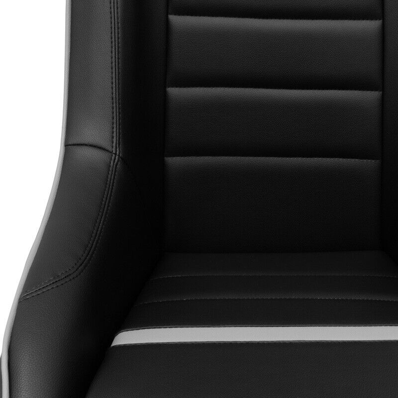 AS x1 Univ Classic RS Black Grey PVC Car Kit Fixed Back Bucket Seat + slides