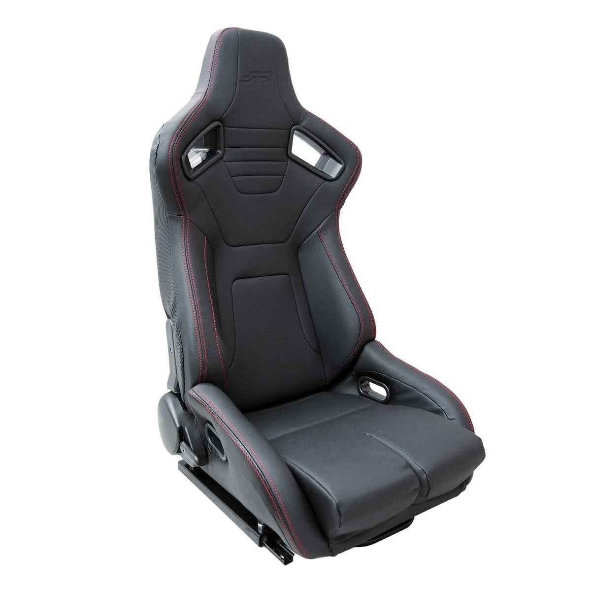 Simoni Universal Pair Luxe x2 Red Stitch Carbon Black Car Bucket Seats + slides