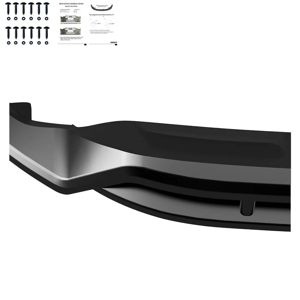 OW Front Bumper Lip Splitter AUDI SQ8 / Q8 S-Line Mk1 2018-2023 Gloss Black