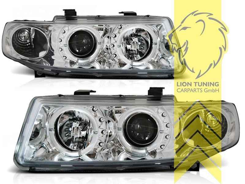 LTG Pair LED DRL Halo Ring Headlights Seat Leon 1M Toledo 2 98-06 black LHD