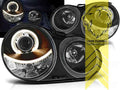LTG Pair LED DRL Halo Lightbar Headlights VW Polo 9N 9N3 01-05 Black LHD