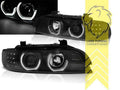 LTG LED Halo Ring DRL Headlights BMW E39 Sedan Touring Black LHD EXPORT ONLY